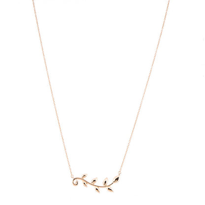 Tiffany 18K Rose Gold Olive Leaf Vine Pendant Necklace 1 of 5