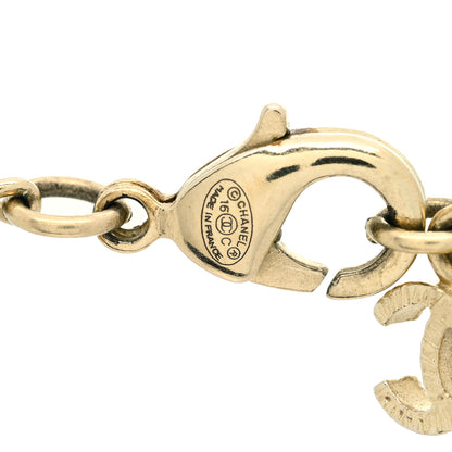 Chanel Metal Crystal Baguette CC Pendant Necklace Gold 5 of 5