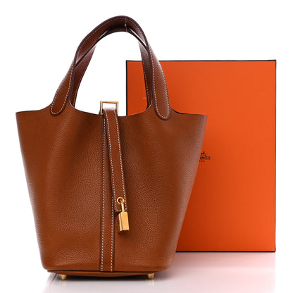 Hermes Taurillon Clemence Picotin Lock 18 PM Gold 3 of 14