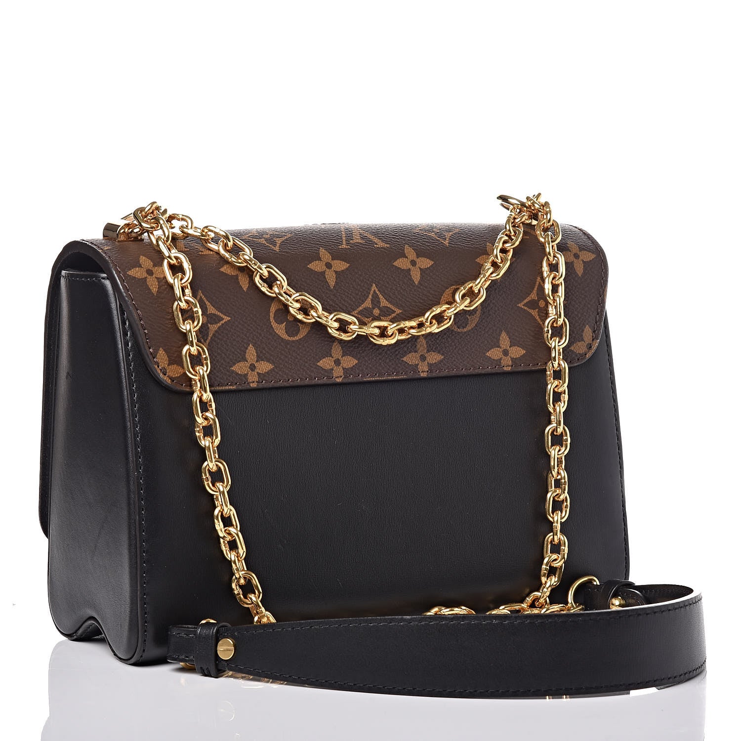 Louis Vuitton Veau Satin Monogram Twist Shoulder Bag MM Black 3 of 12