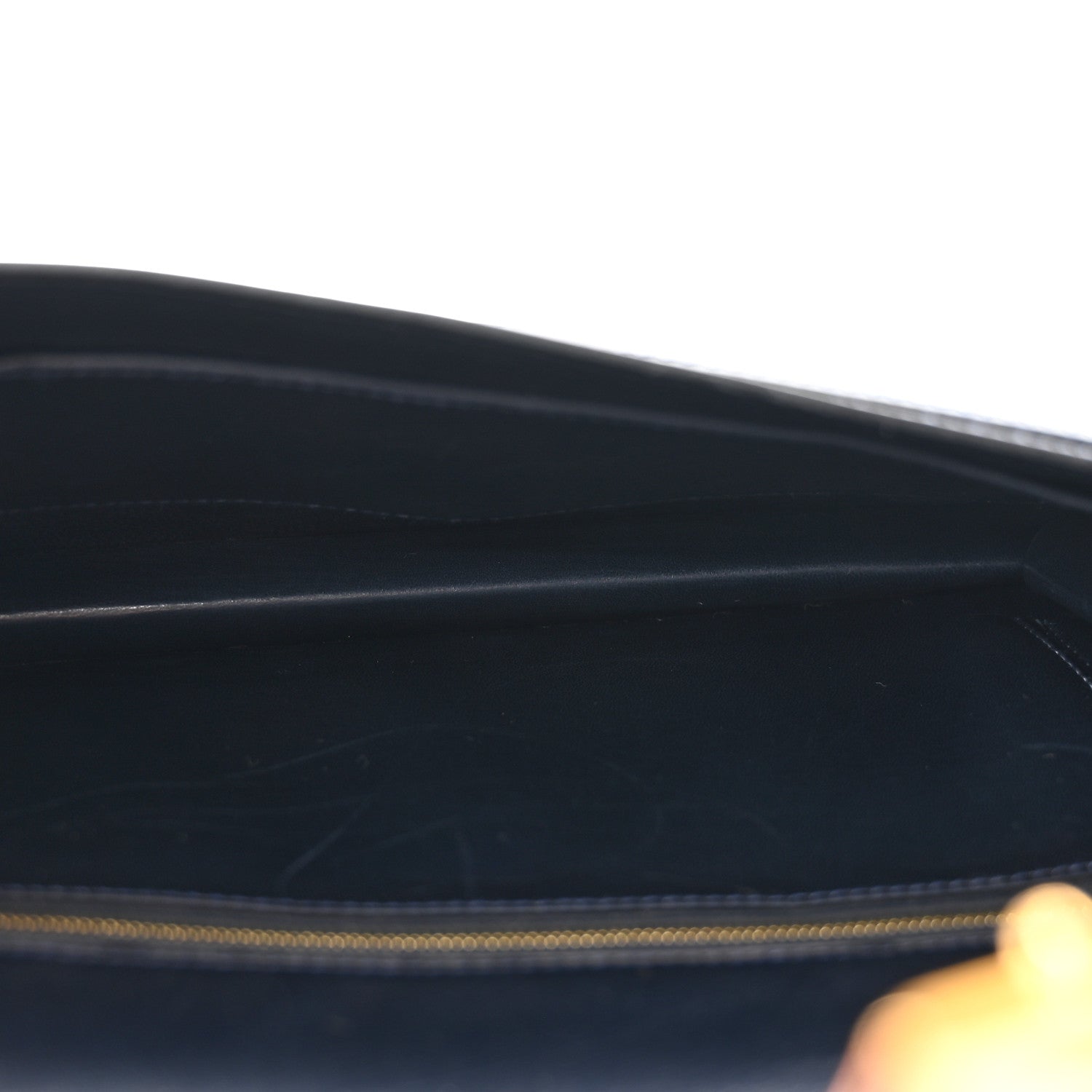 Hermes Toile Vache Calfskin Lydie Clutch Natural Bleu Marine 5 of 12