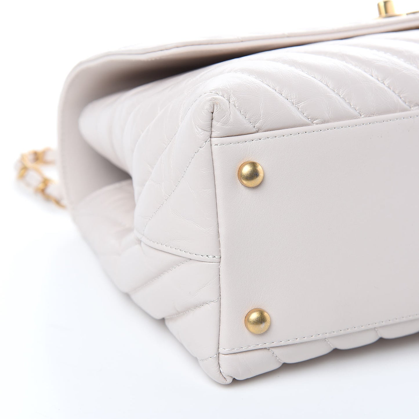 Aged Calfskin Chevron Quilted Small Coco Handle Flap Rose Pale