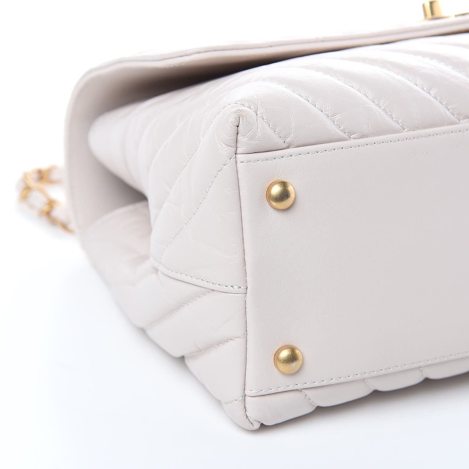 Chanel Aged Calfskin Chevron Quilted Small Coco Handle Flap Rose Pale 8 of 10