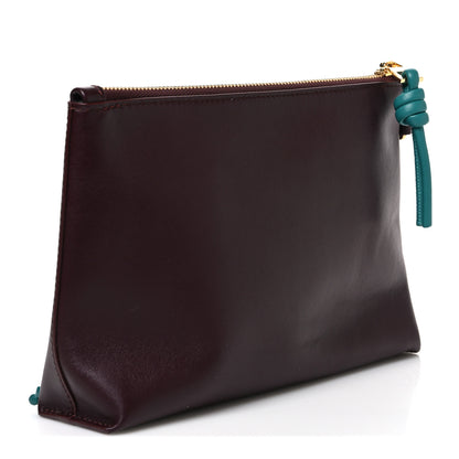 Loewe Shiny Nappa Calfskin Flamenco Knot Pouch Burgundy Emerald 3 of 7