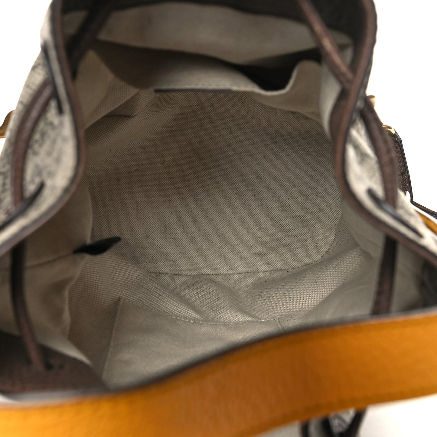 GG Supreme Monogram Neo Vintage Drawstring Bucket Backpack Beige New Acero Crop
