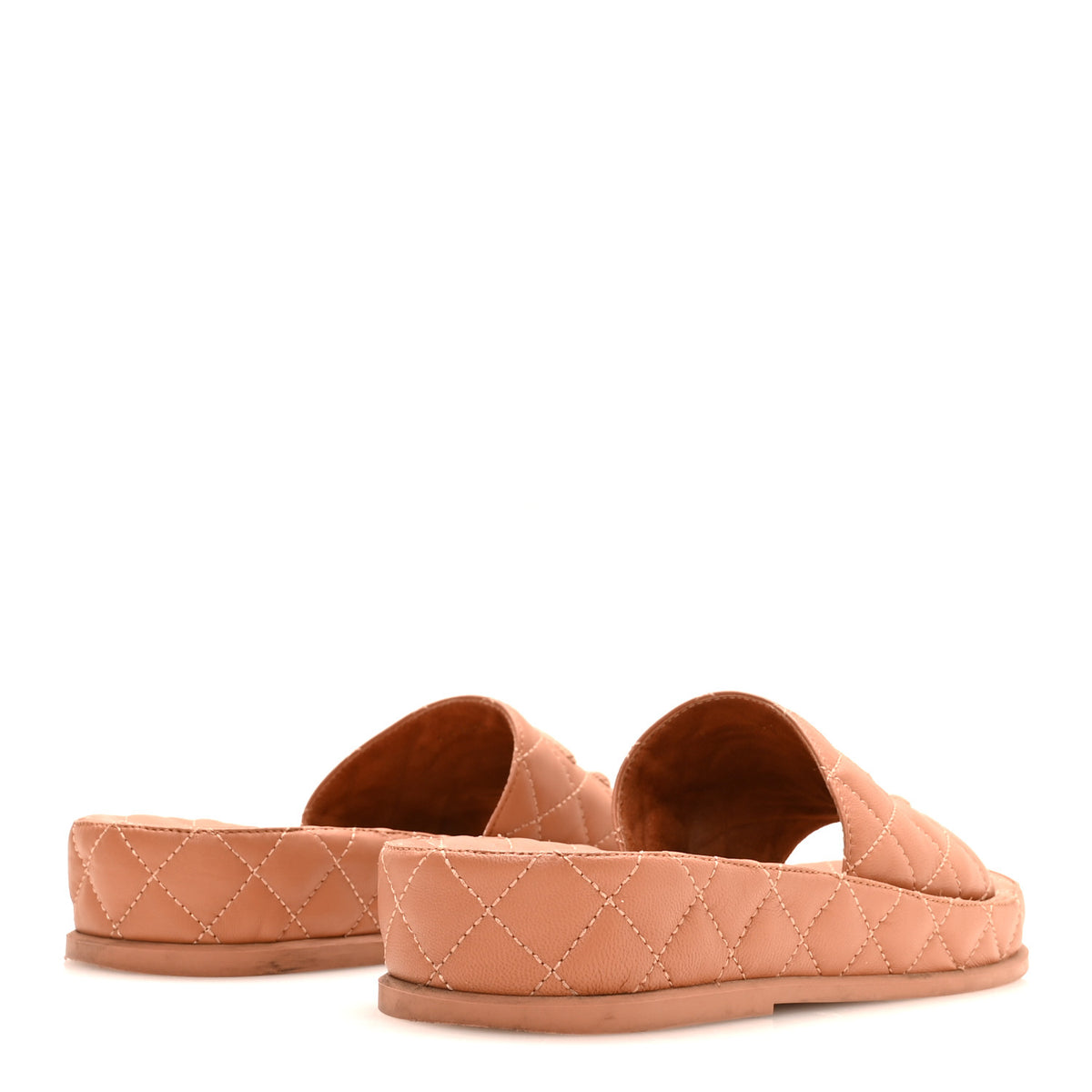 Chanel Lambskin Quilted CC Mules Sandals 37 Brown 5 of 9