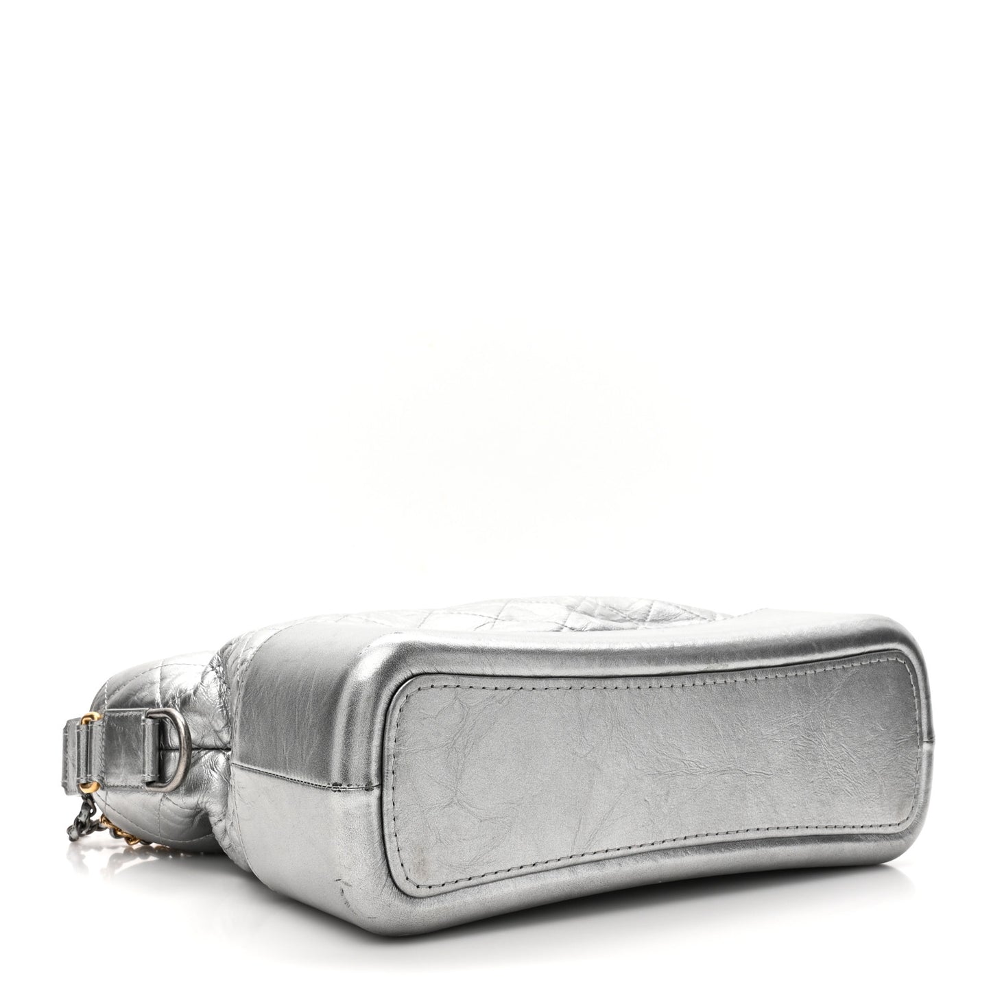 Metallic Aged Calfskin Quilted Medium Gabrielle Hobo Silver