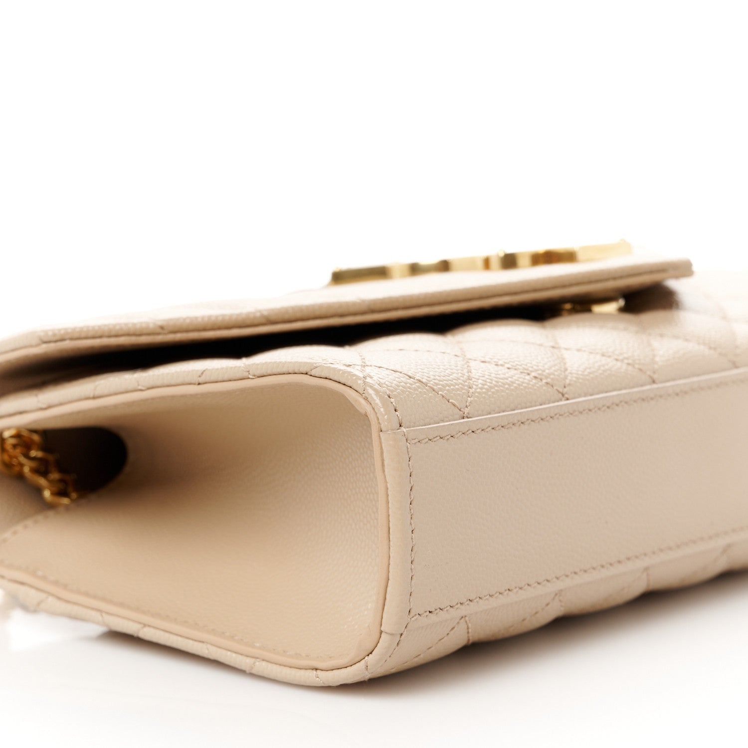 Saint Laurent Grain De Poudre Textured Mixed Matelasse Triquilt Small Monogram Satchel Dark Beige 10 of 11