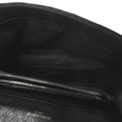 Saint Laurent Sheepskin Matelasse Chevron Monogram Medium College Bag Black 5 of 9