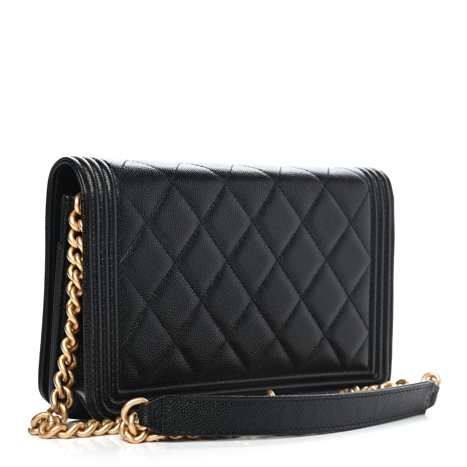 Chanel Caviar Quilted Boy Wallet On Chain WOC Black 3 of 9