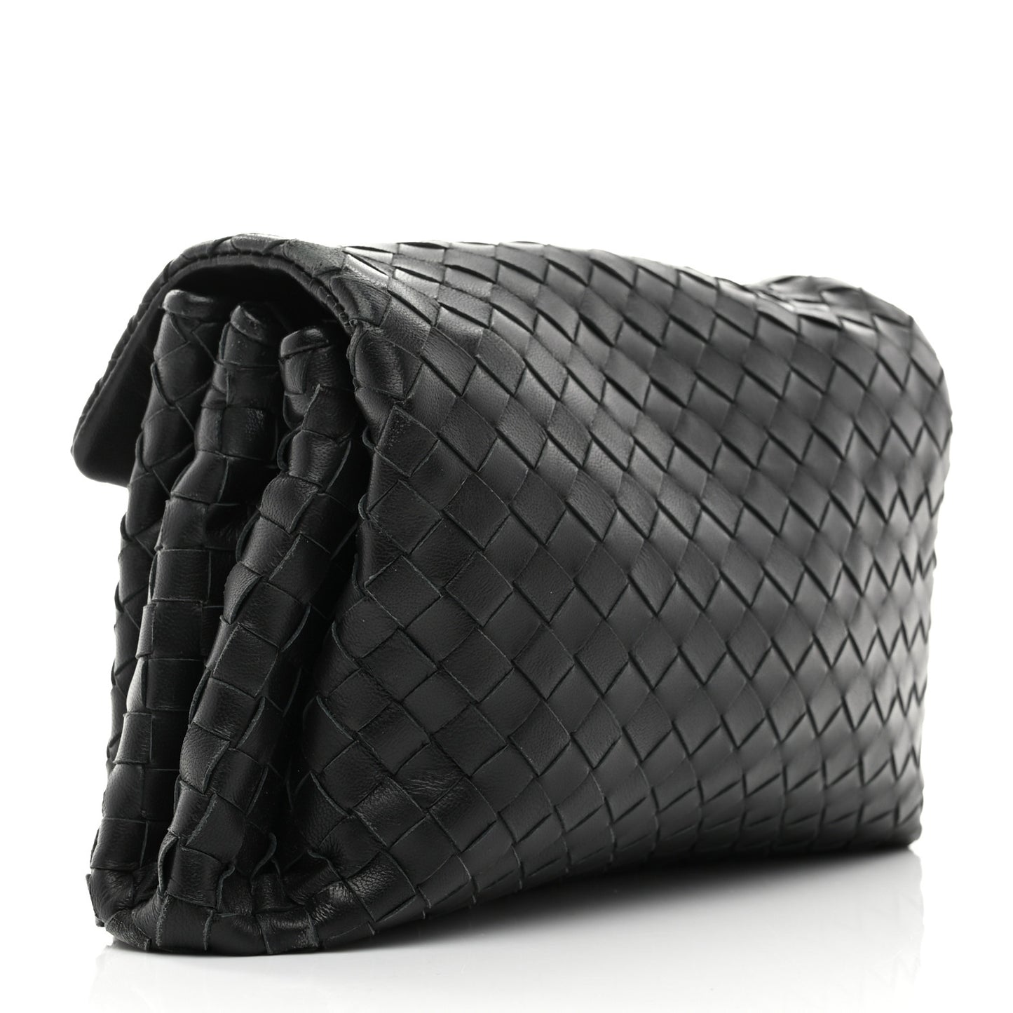 Nappa Intrecciato Flap Clutch Black