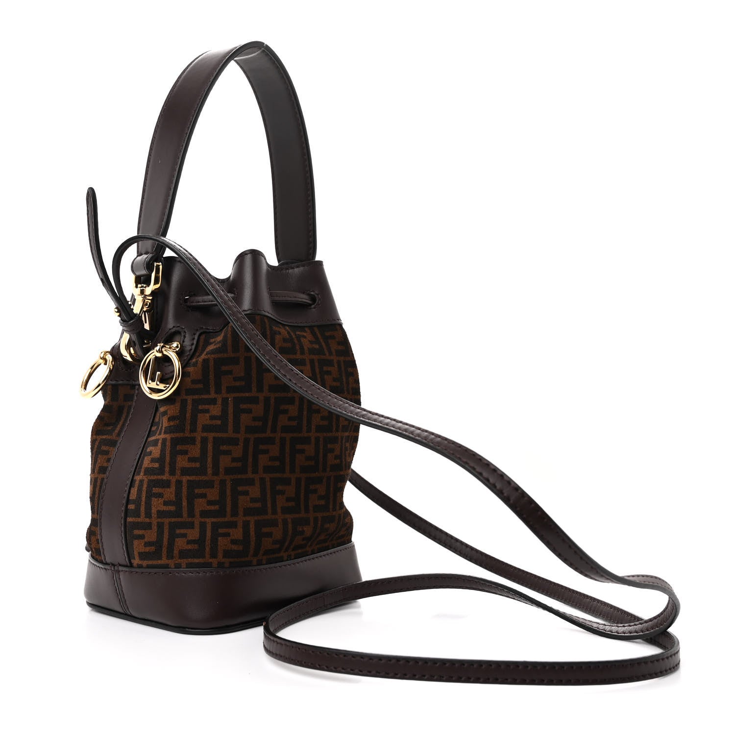 Fendi Suede Vitello King F is Fendi Micro FF Mini Mon Tresor Bucket Bag Sigaro Marrone Ebano 3 of 10