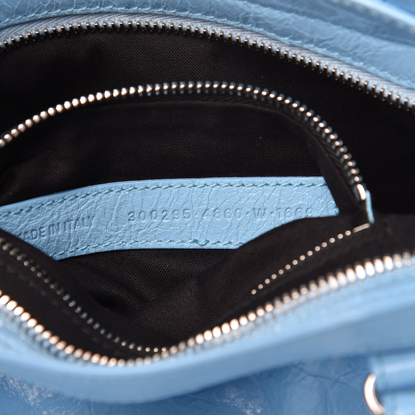 Agneau Classic Silver Hardware Mini City Logo Strap Baby Blue Black