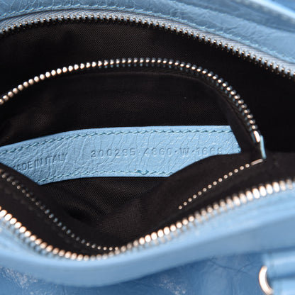 Balenciaga Agneau Classic Silver Hardware Mini City Logo Strap Baby Blue Black 9 of 10