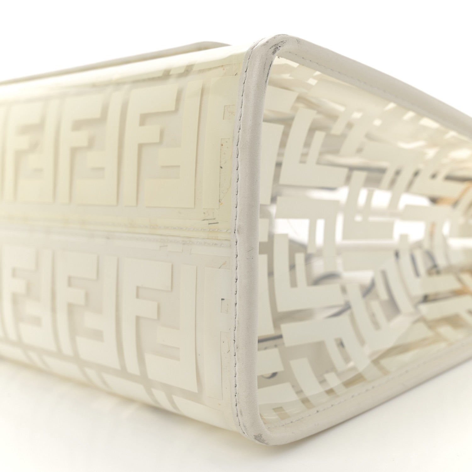 Fendi TPU FF Vitello Century Plexiglass Small Runaway Shopper Tote White 10 of 16