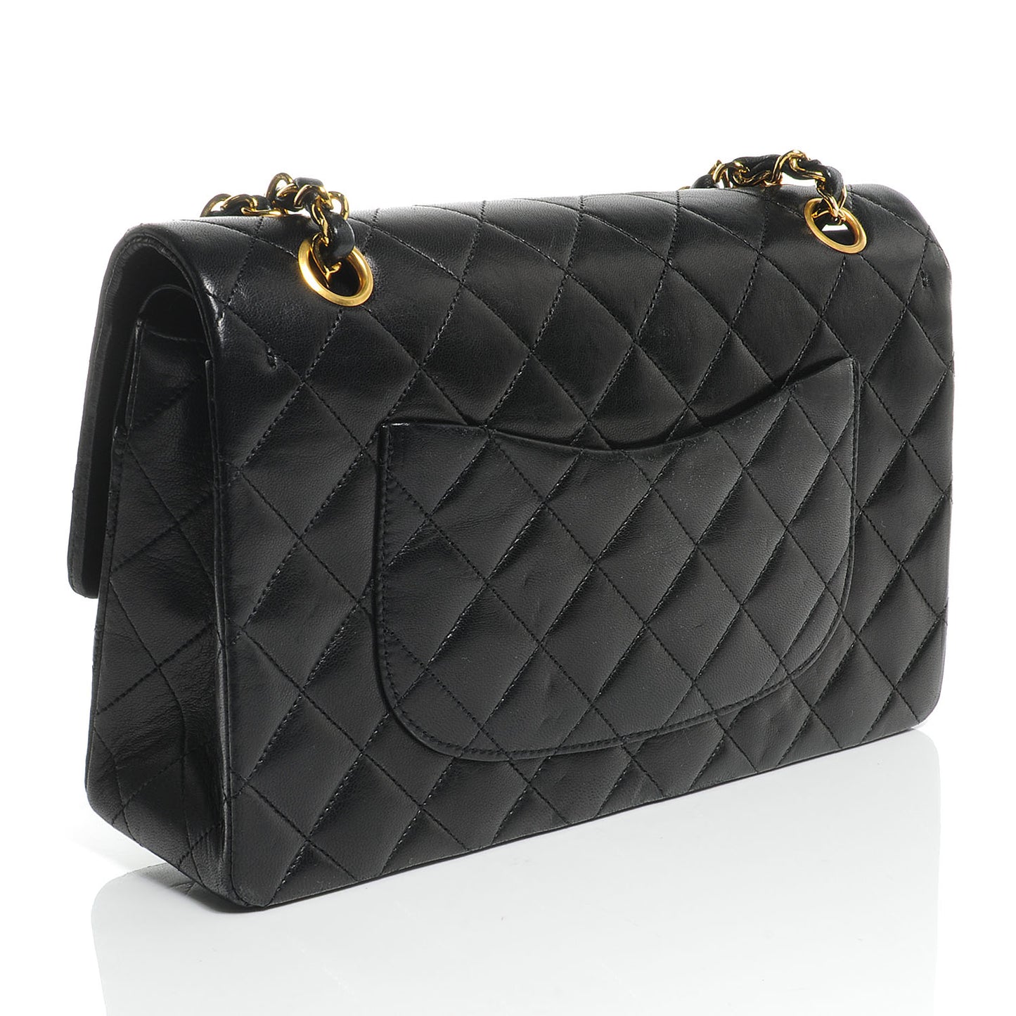 Lambskin Medium Double Flap Black