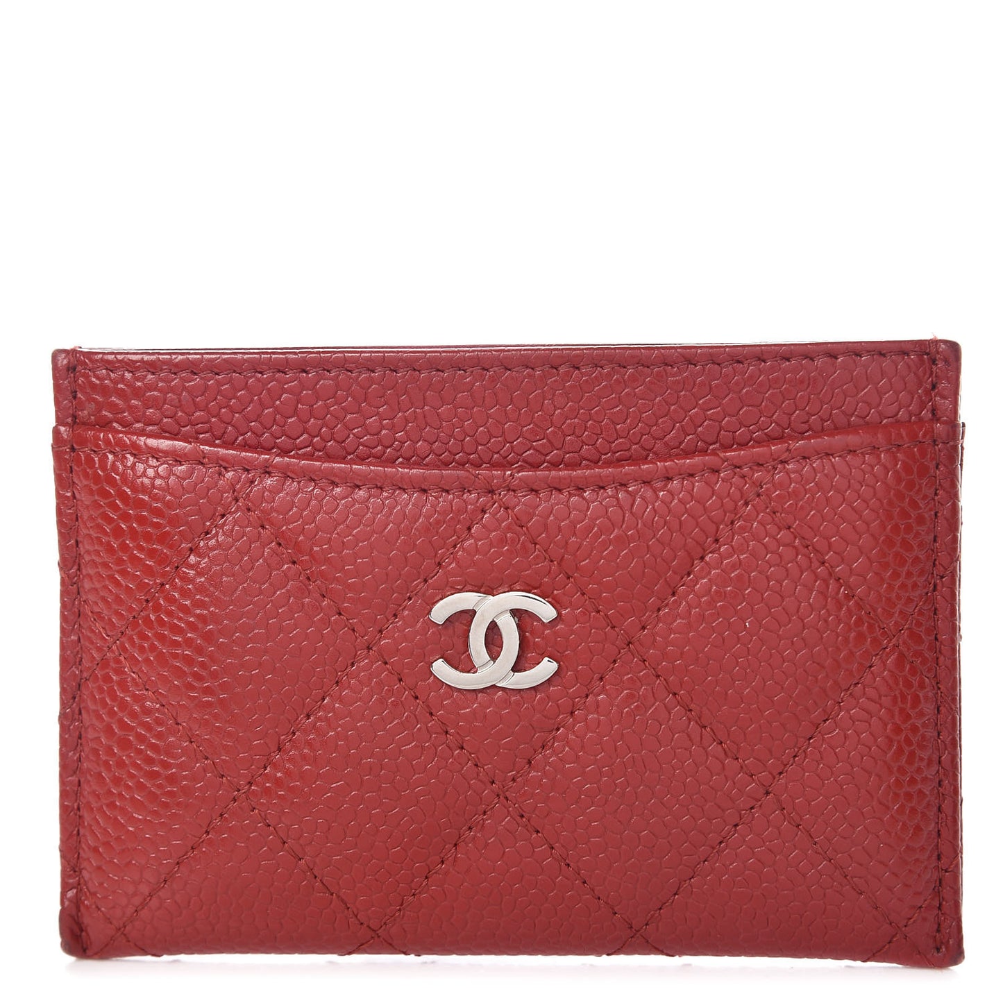 Caviar Quilted Card Holder Red