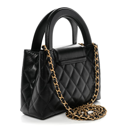 Chanel Shiny Aged Calfskin Quilted Nano Kelly Shopper Black 3 of 10