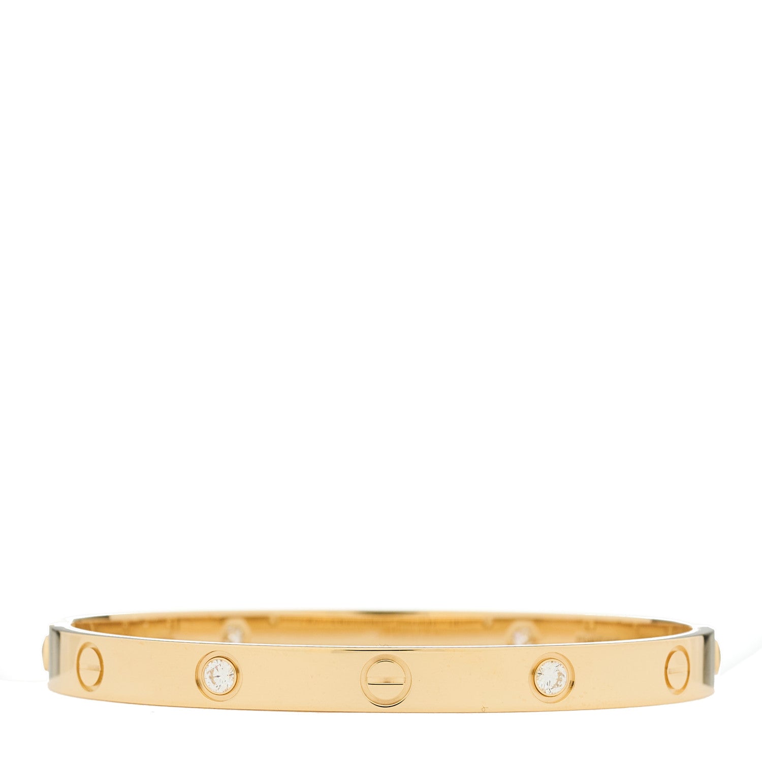 Cartier 18K Yellow Gold 4 Diamond LOVE Bracelet 17 1 of 9