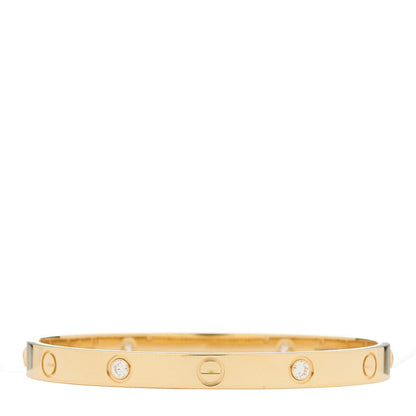 Cartier 18K Yellow Gold 4 Diamond LOVE Bracelet 17 1 of 9
