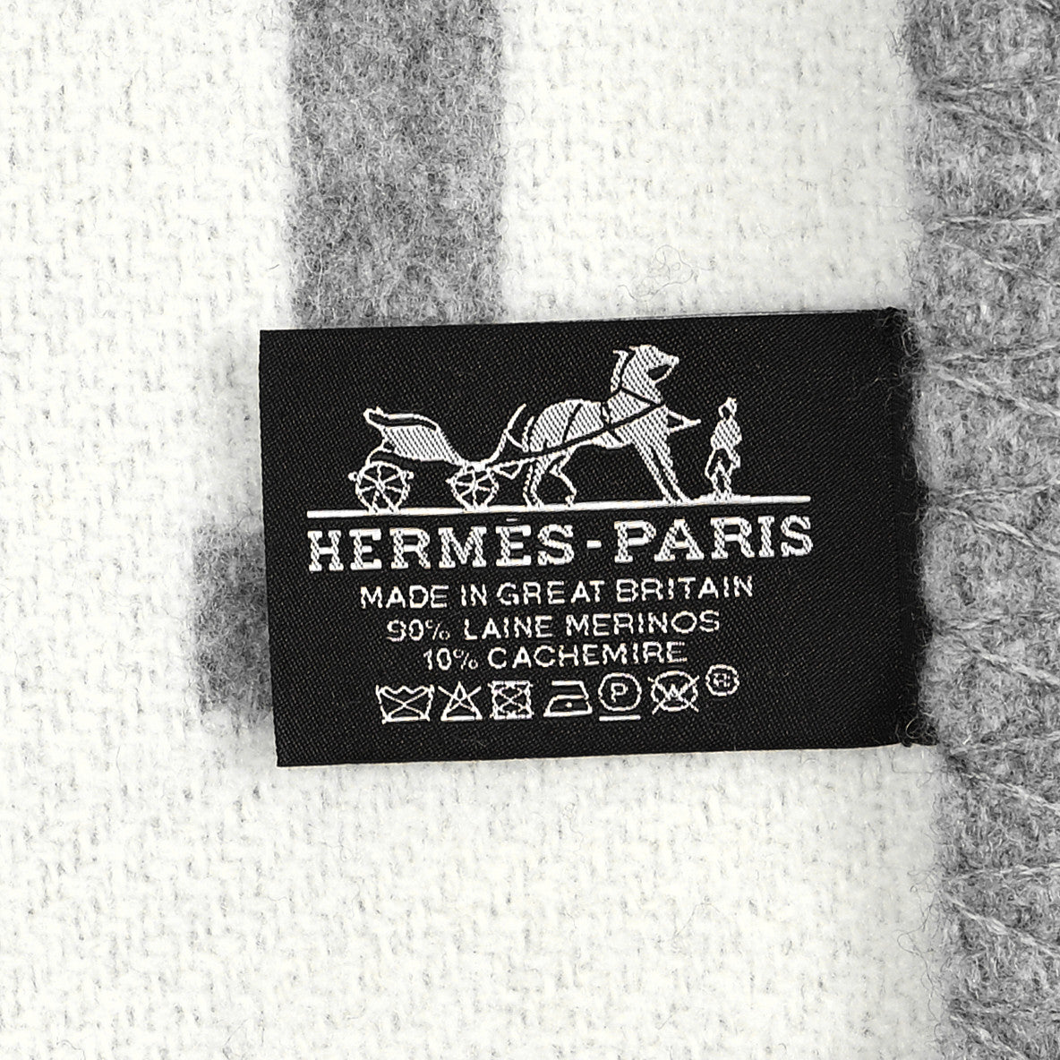 Hermes Wool Cashmere Avalon III Blanket Ecru Gris Clair 3 of 4