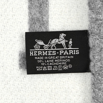 Hermes Wool Cashmere Avalon III Blanket Ecru Gris Clair 3 of 4