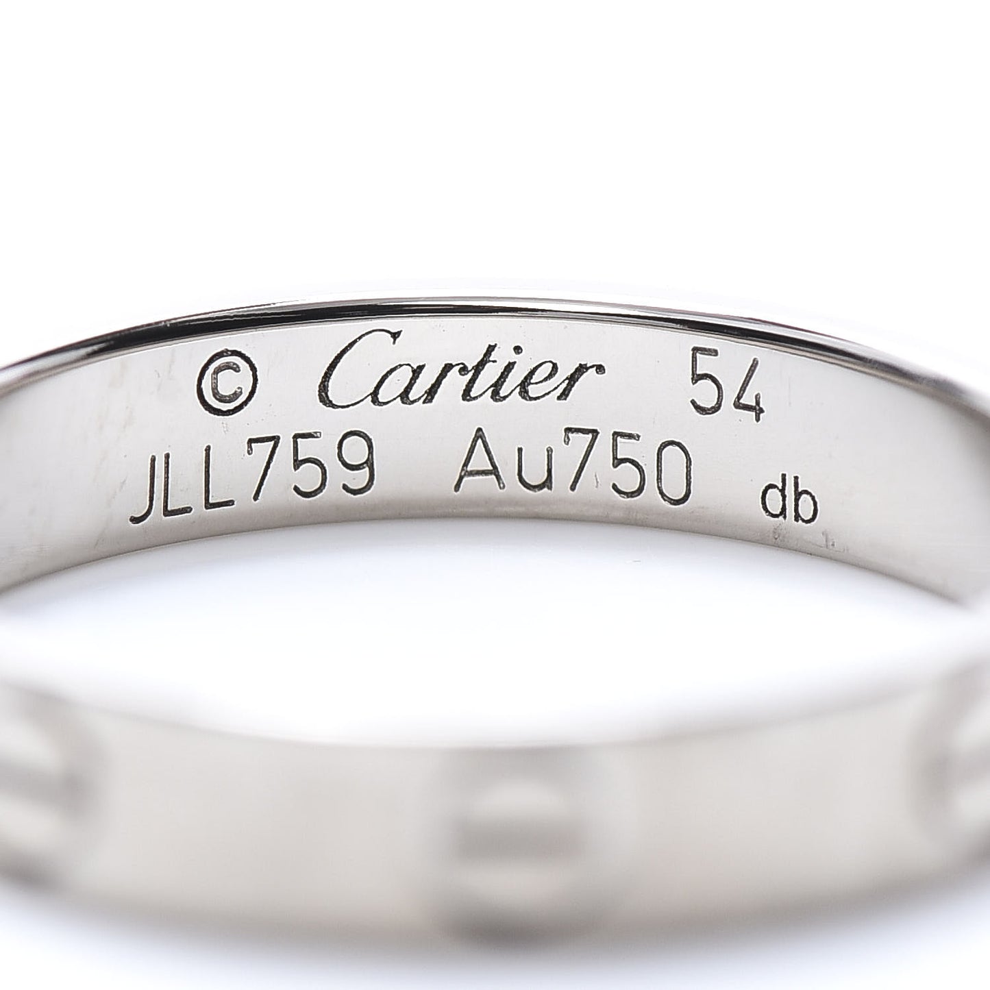 18K White Gold 3.5mm LOVE Wedding Band Ring 54 6.75