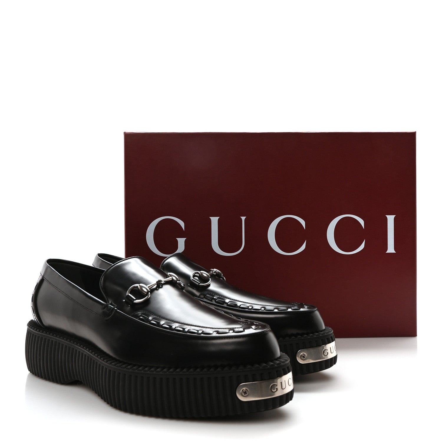 Gucci Magnum Calfskin Mens Horsebit Creeper Loafers 11.5 Black