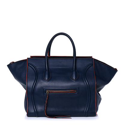Celine Supple Calfskin Large Phantom Luggage Navy Blue Orange 1 of 13