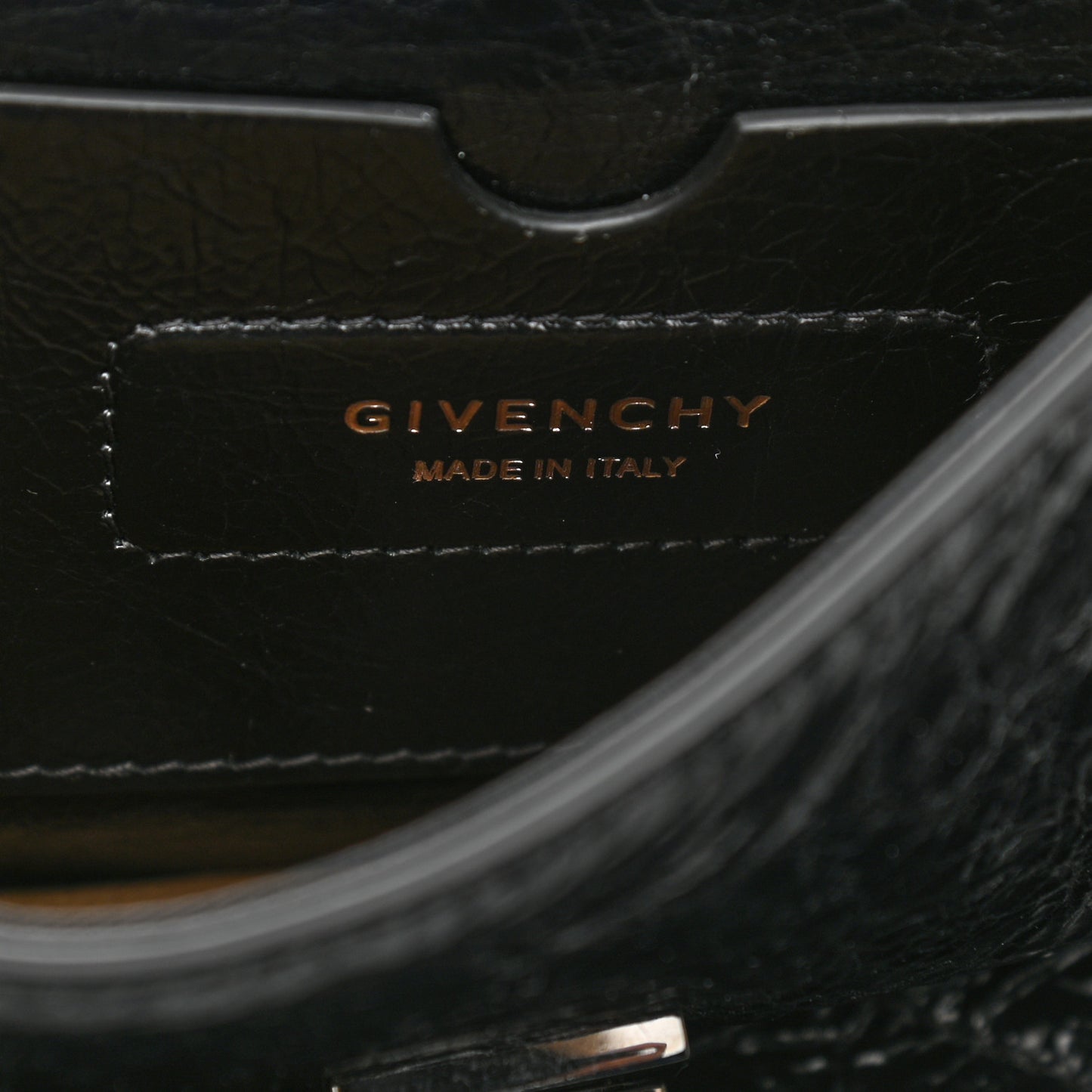 Creased Patent Calfskin Medium ID Flap Black