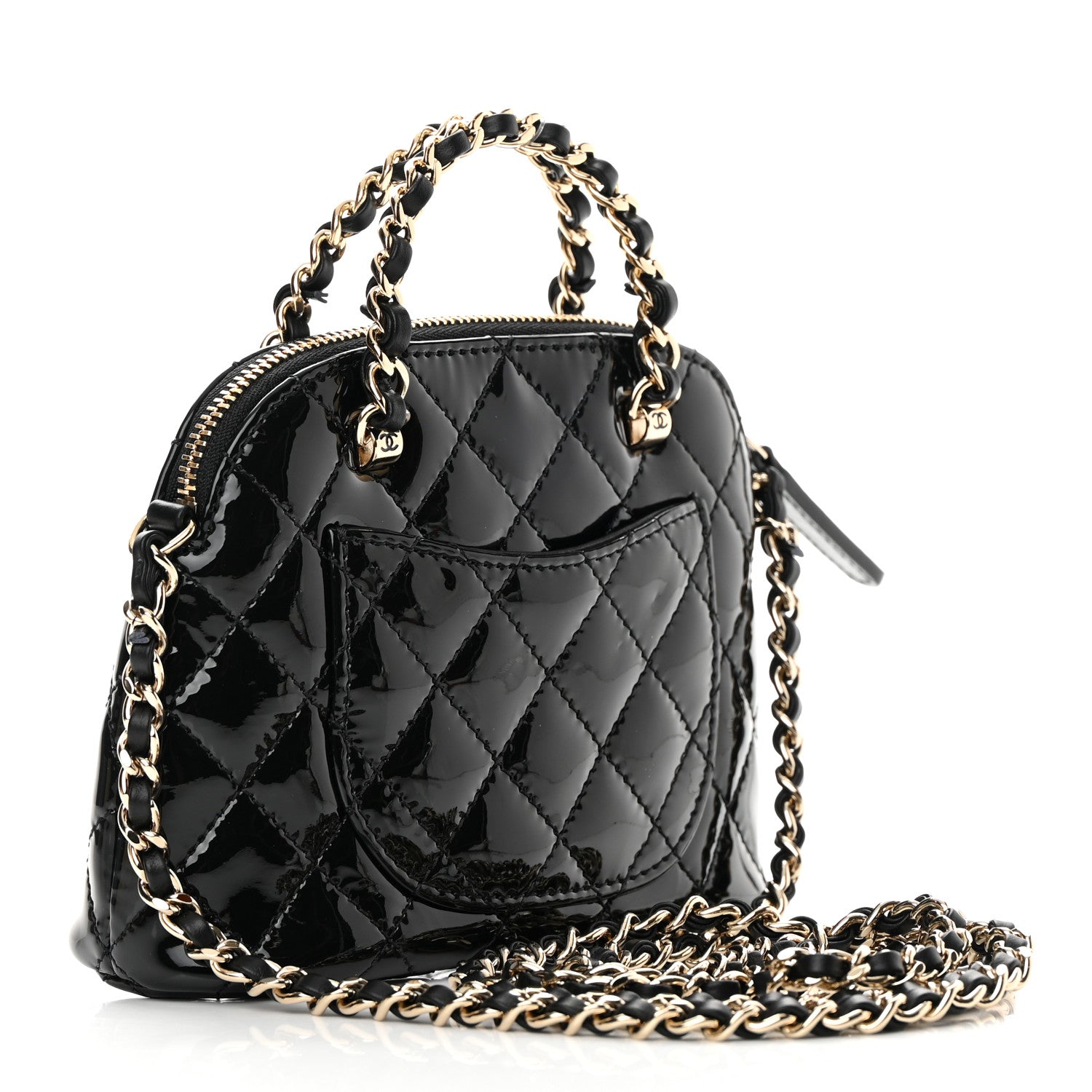 Chanel Patent Calfskin Quilted Shiny Coco Clutch With Chain Black 3 of 12