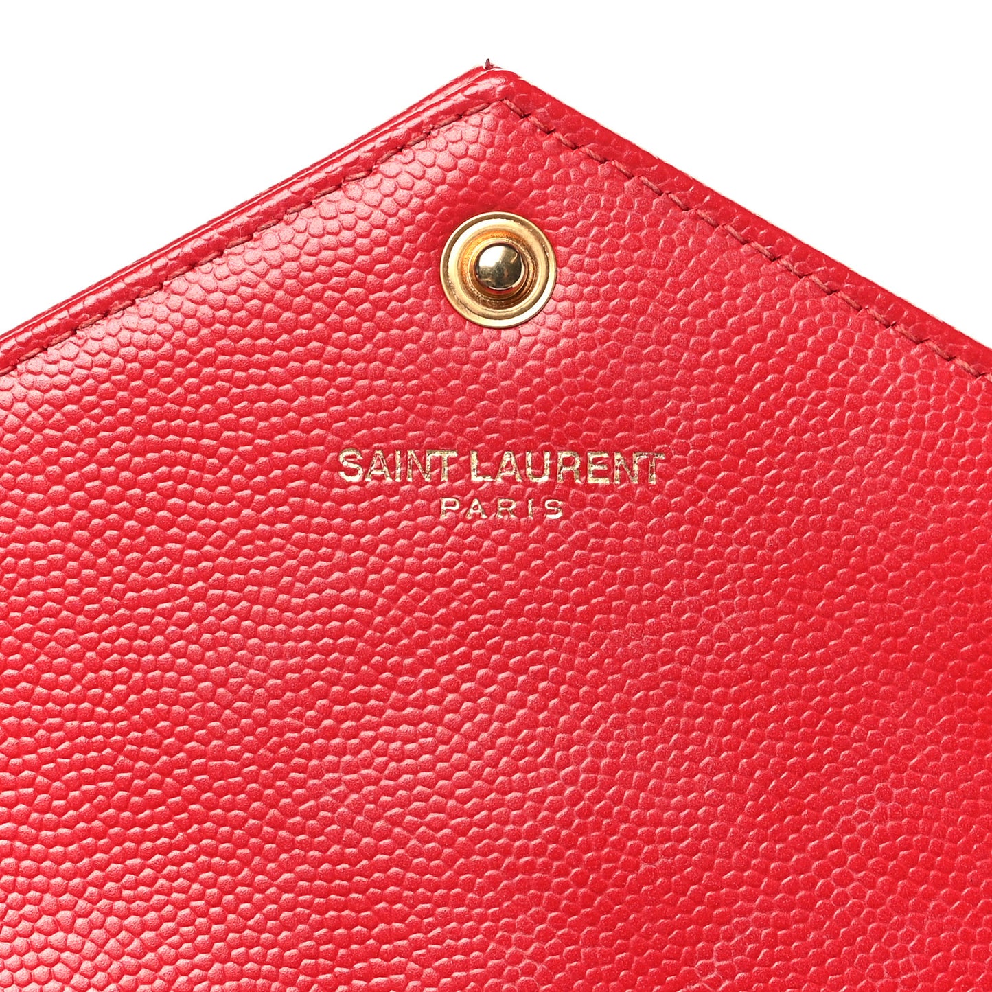 Grain De Poudre Matelasse Chevron Monogram Envelope Chain Wallet New Red