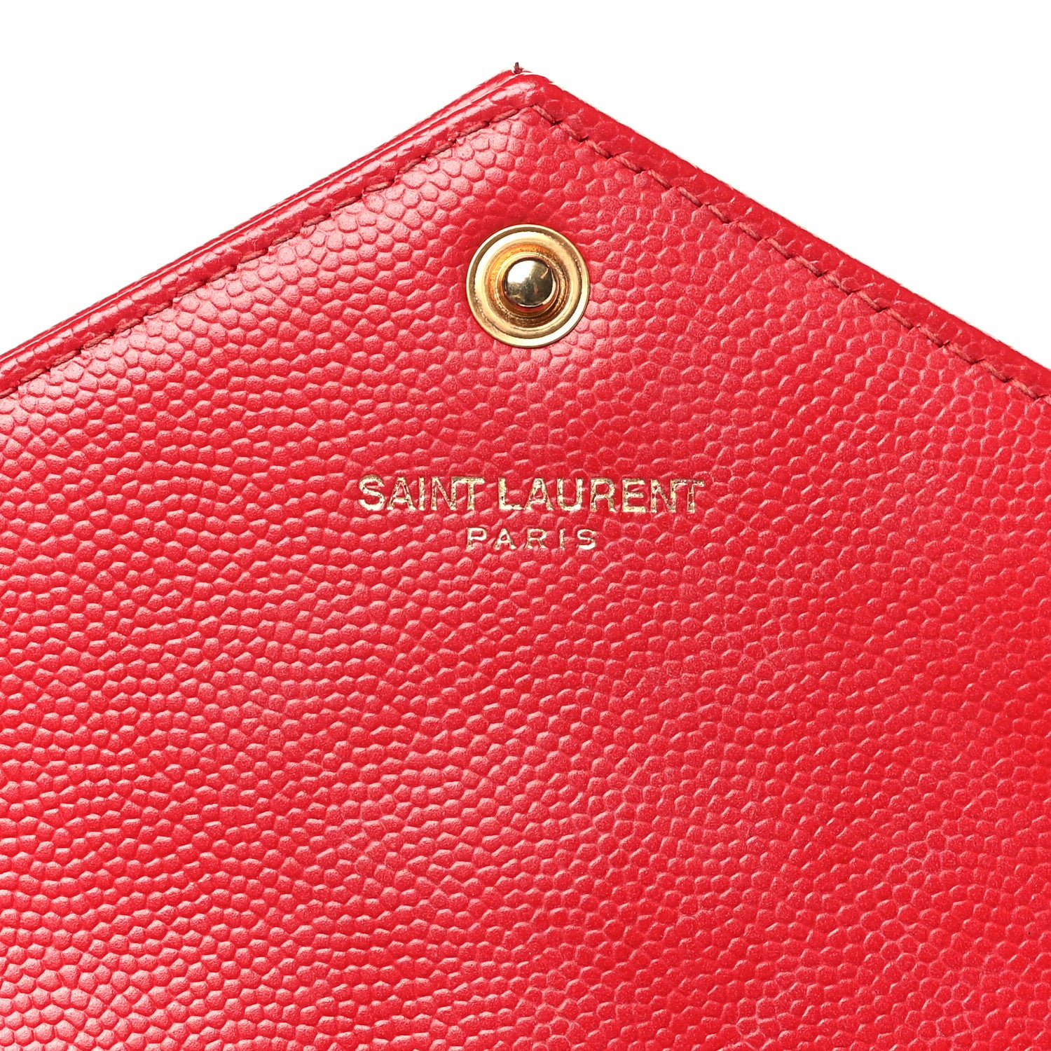 Saint Laurent Grain De Poudre Matelasse Chevron Monogram Envelope Chain Wallet New Red 6 of 11