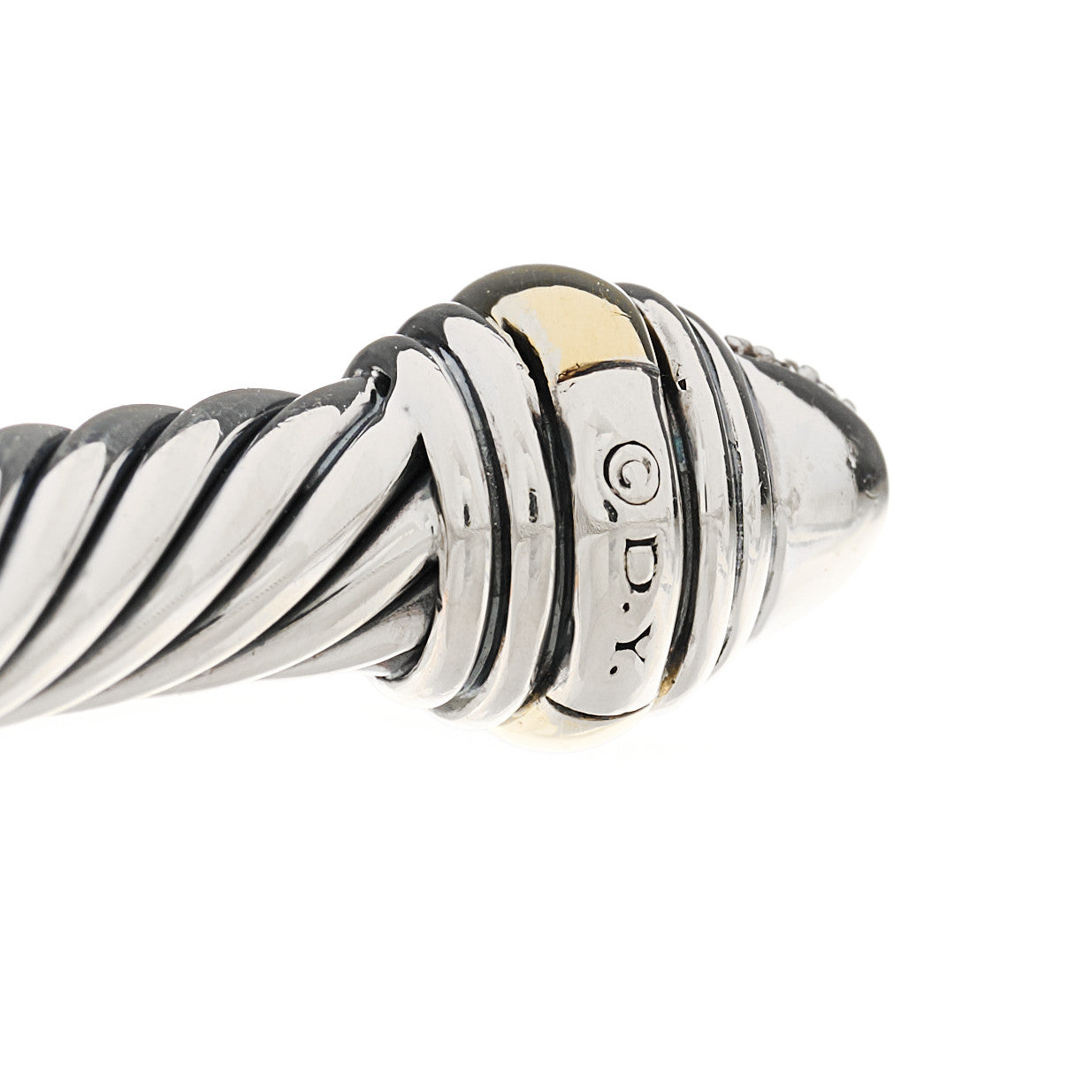 Sterling Silver 14K Yellow Gold Diamond 5mm Cable Classics Bracelet