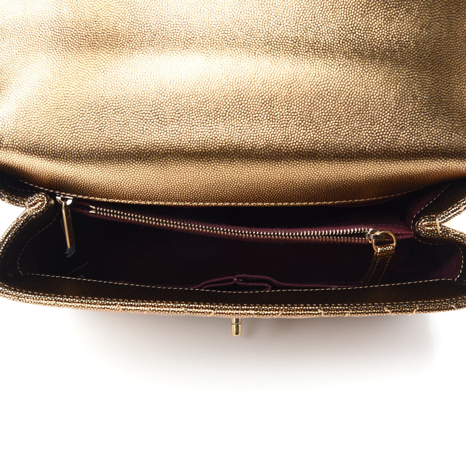 Chanel Metallic Caviar Quilted Small Coco Handle Flap Gold 5 of 10