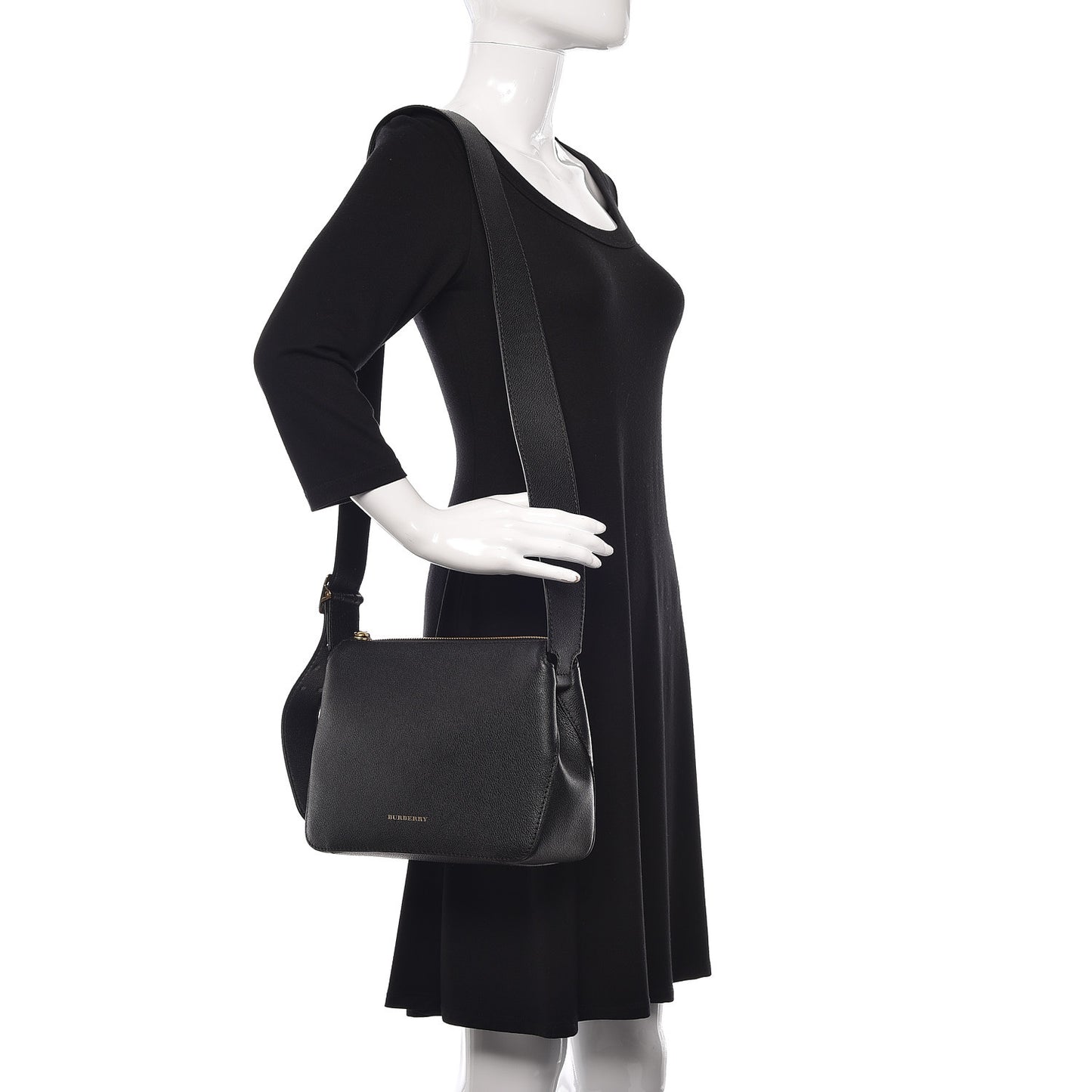 Soft Grain Calfskin House Check Small Helmsley Crossbody Black