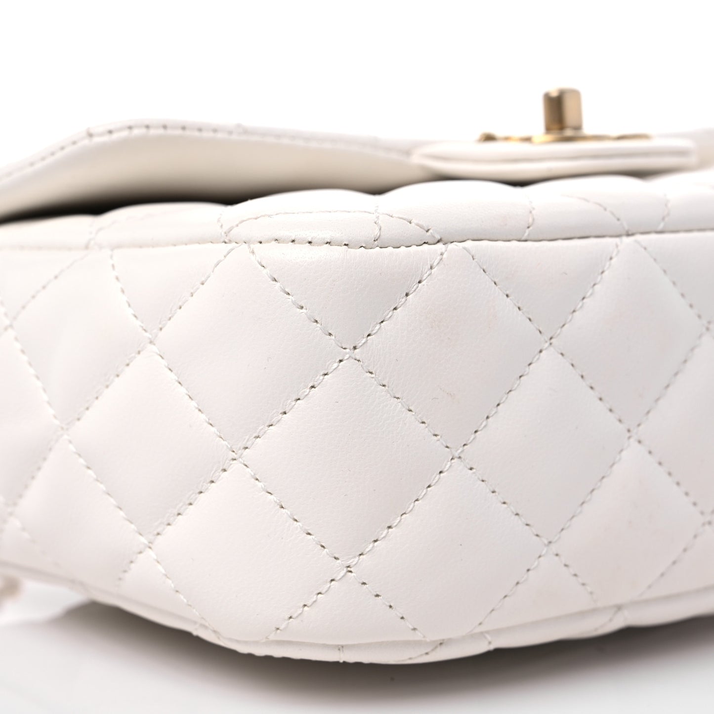 Lambskin Enamel Quilted Small Coco Hearts Square Flap White