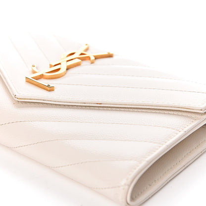 Saint Laurent Grain De Poudre Matelasse Large Monogram Flap Wallet Porcellana 11 of 11