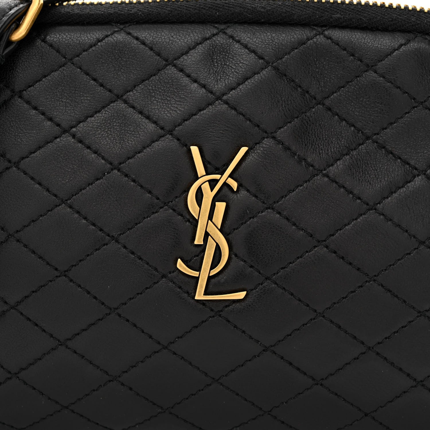 Saint Laurent Lambskin Quilted Gaby Zipped Pouch Black 8 of 10