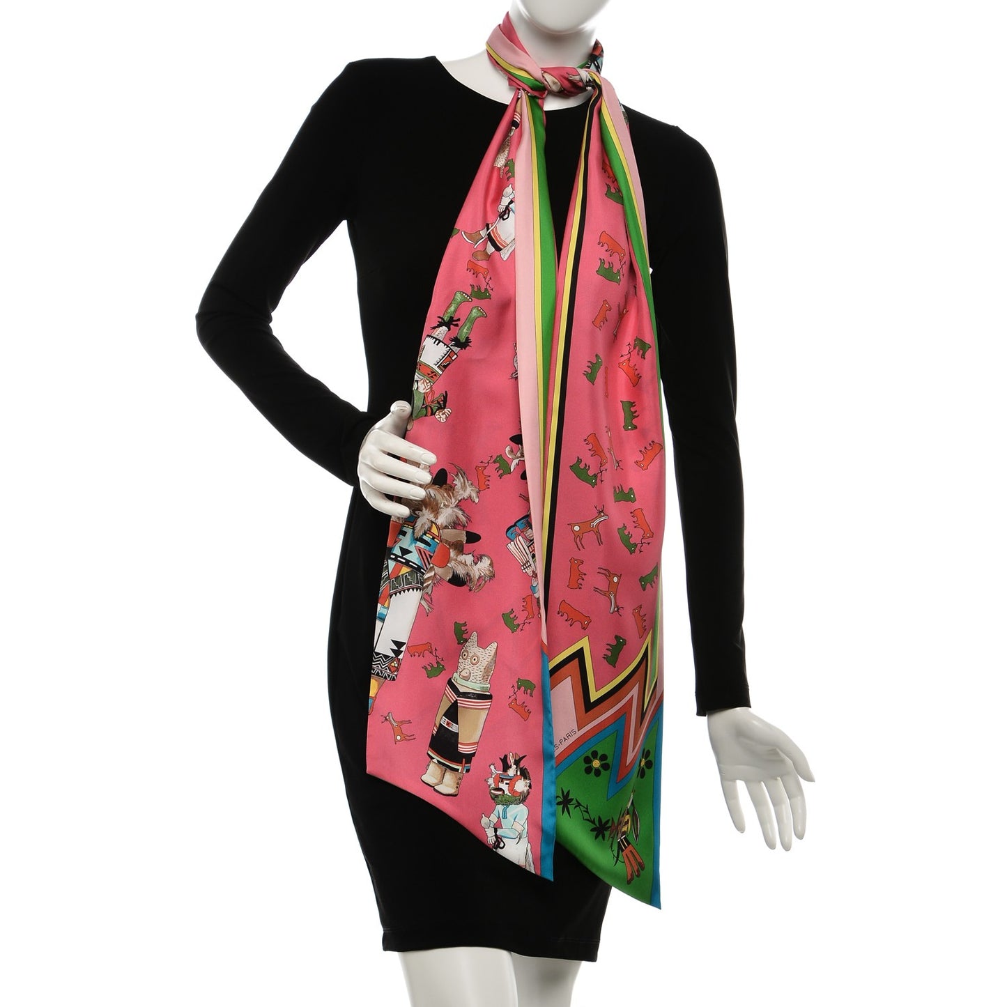 Silk Kachinas Maxi Twilly Rose Vert Bleu