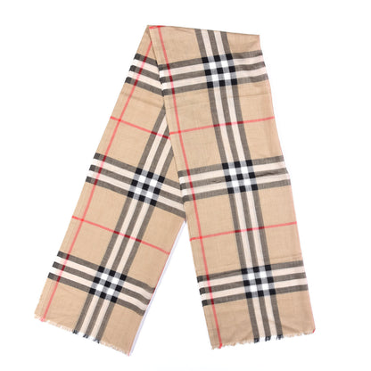 Burberry Linen Giant Check Lightweight Scarf Camel 2 of 4