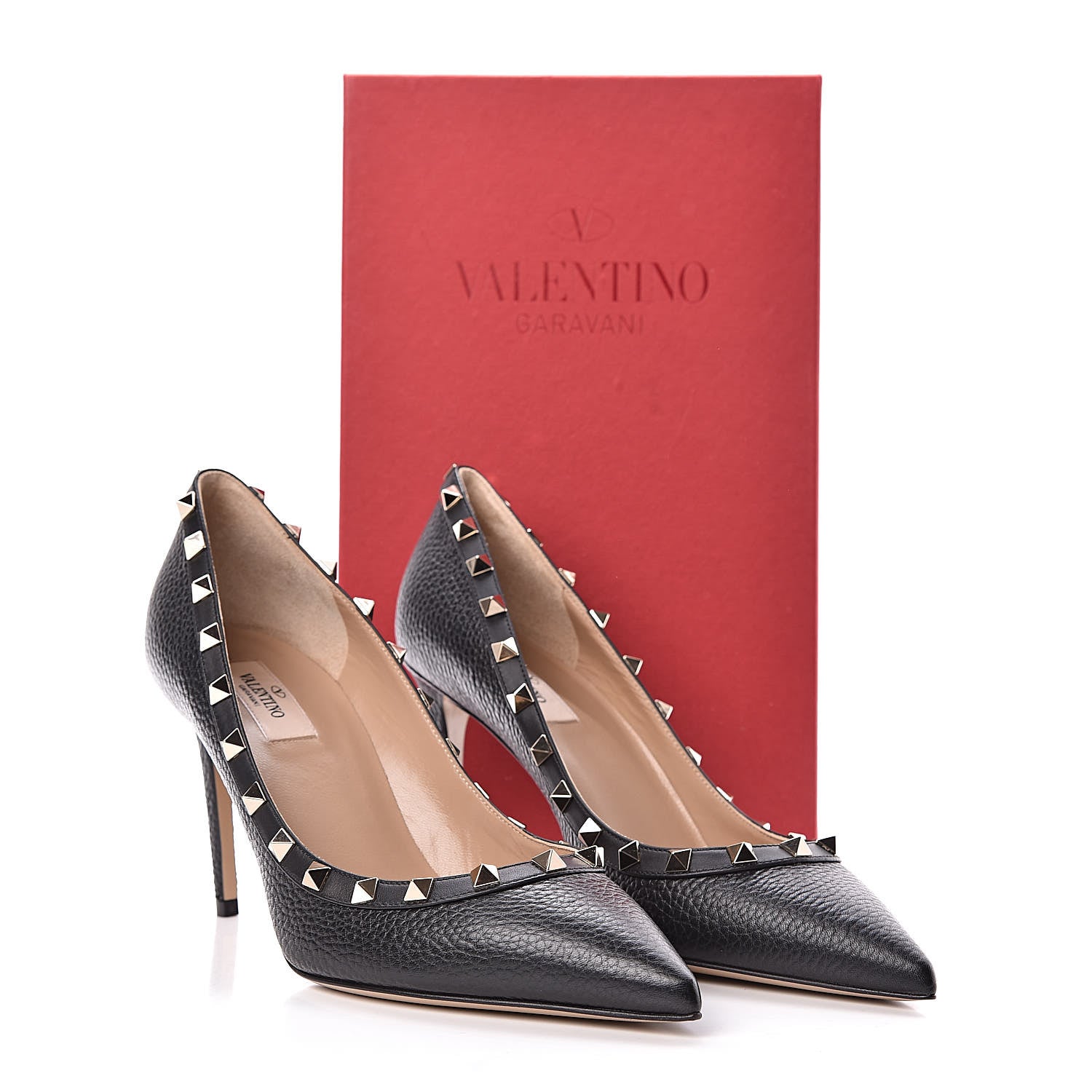 Valentino Garavani Pebbled Calfskin Rockstud 85mm Pumps 40 Black 9 of 9