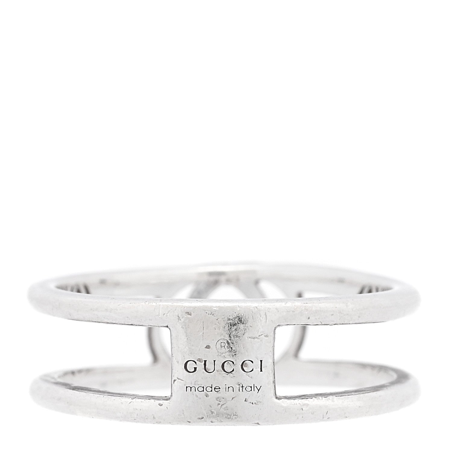 Gucci Sterling Silver 6mm Interlocking G Open Band Ring 50 5.25 3 of 5