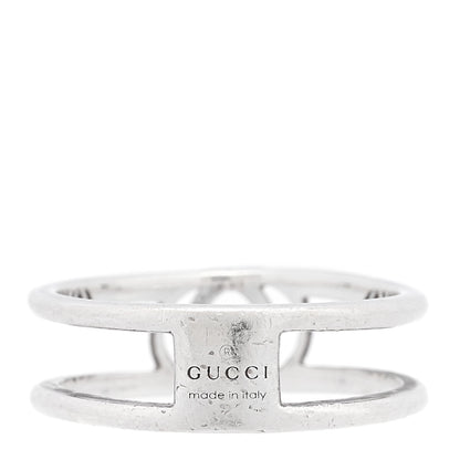 Gucci Sterling Silver 6mm Interlocking G Open Band Ring 50 5.25 3 of 5