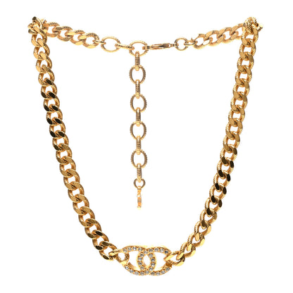 Chanel Crystal Chain Link CC Choker Necklace Gold 3 of 5