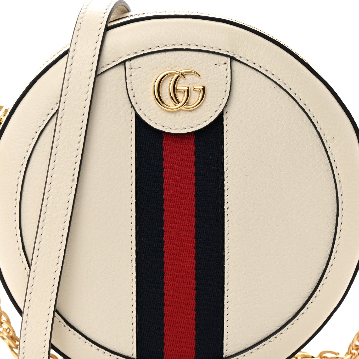 Gucci Textured Calfskin Web Mini Ophidia Round Shoulder Bag Mystic White 8 of 12