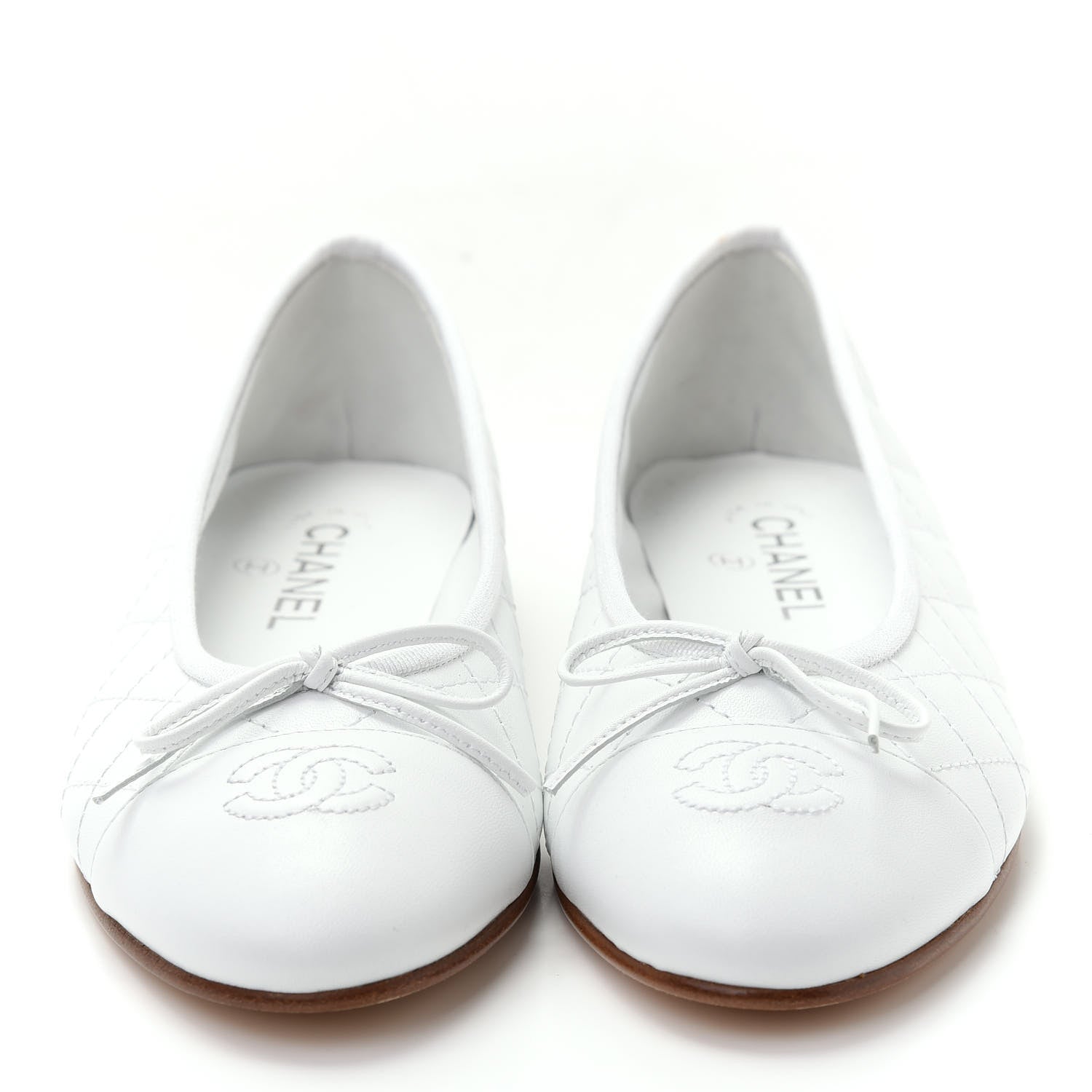 Chanel Lambskin Quilted Cap Toe Ballerina Flats 40 White 2 of 11