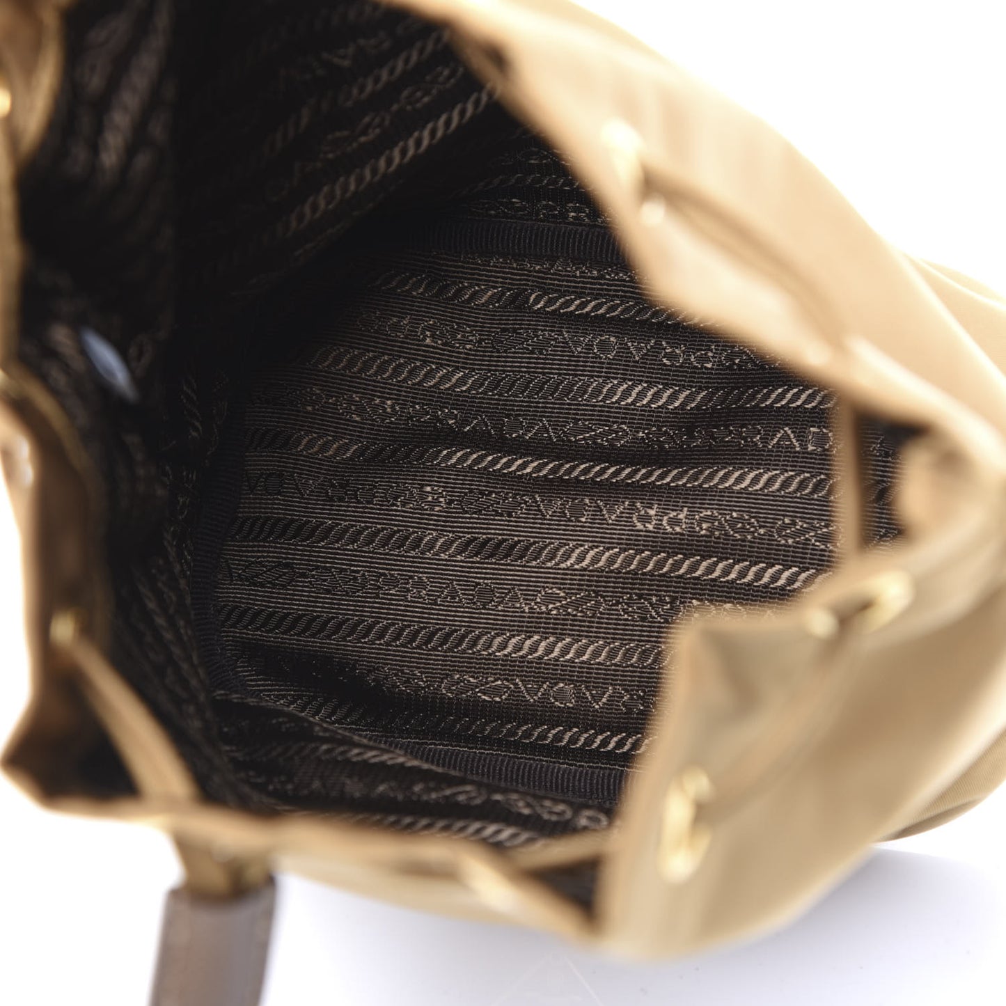 Saffiano Tessuto Nylon Bucket Wristlet Tabacco