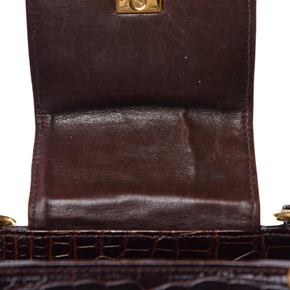 Chanel Shiny Crocodile Top Handle Tote Chocolate 7 of 19