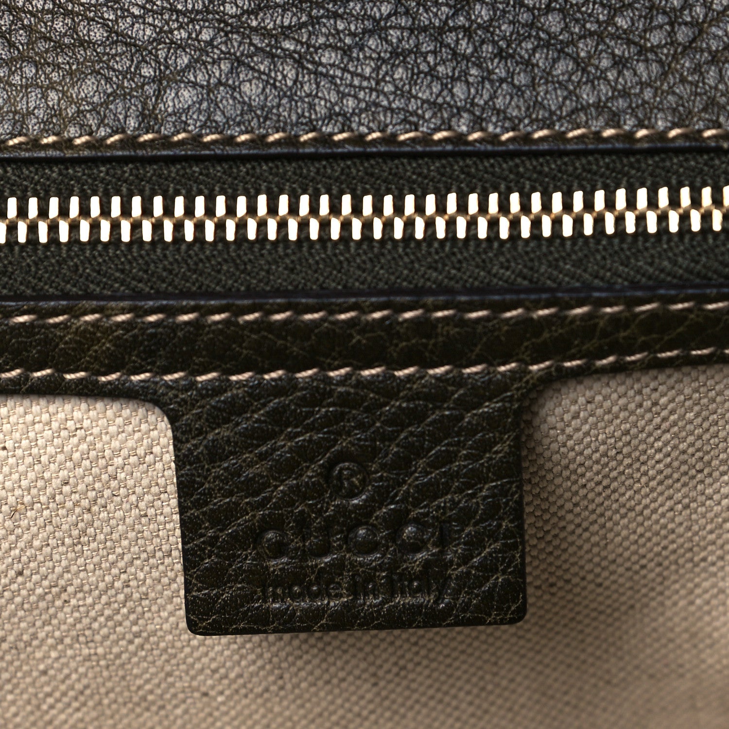 Gucci Calfskin Large New Bamboo Top Handle Bag Olive Green 5 of 9